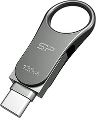 Silicon Power 128GB USB 3.0 / USB 3.1 (Gen1) Flash Drive (METAL) Dual Drive USB Type-C C80 Swivel US