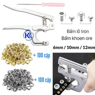 Bộ kìm dụng cụ bấm khoen mắt cáo kèm 200 cặp khoen ore đóng khoen bạt khoen oze quần áo