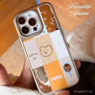 Mirror Splicing Bear Electroplated Silver Edge Mirror Phone Case For Samsung A56 A54 A53 A16 A26 A55