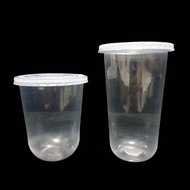 (100pcs±) 16oz/22oz Thick U Boda Tea Cup / Boba Milk Cup 500ml/700ml PP Cup Flat Lid Disposable Plas