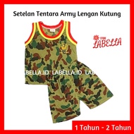 1-2 Year Old Children's Clothes Set with Kutung Sleeves with Army DANNY Motif - LABELLA.ID