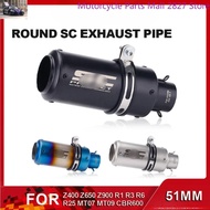 51mm Universal Motorcycle Exhaust Pipe SC Muffler Silencer Steel With DB Killer For Z400 Z650 Z900 R