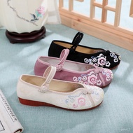 KY-16 Lotus  New Flat Traditional Cloth Shoes Ancient Style Han Chinese Clothing Shoes Jelly Bottom Ethnic Style Embroid