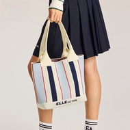 ELLE Active | กระเป๋าสะพายไหล่ผ้าถักลายทาง ELLE Active ความจุขนาดใหญ่ กระเป๋าถือสำหรับผู้หญิง กระเป๋