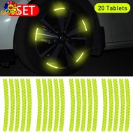 20pcs Car Wheel Hub Reflective Sticker Car Styling Tire Rim Luminous Strips for Night Safety Driving