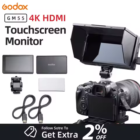 Godox Photography 4K Monitor GM55 5.5 Inch on Camera DSLR 3D LUT Touch Screen IPS FHD 1920x1080 Vide