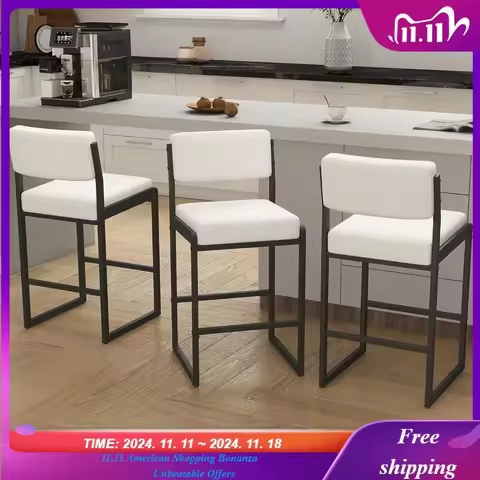 Modern Counter Height Bar Stools Set of 3, 26" Bar Height Chairs with Backs, Upholstered Fabric Coun