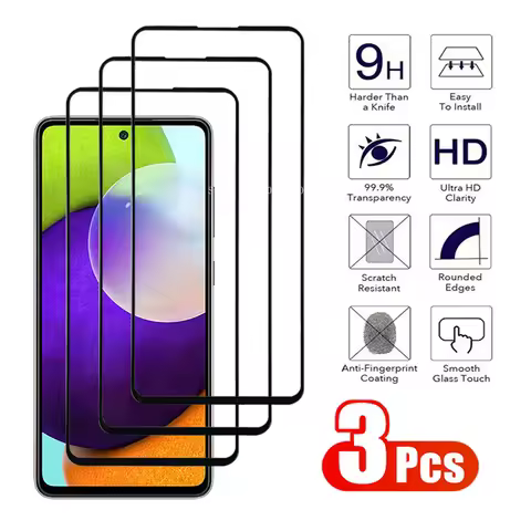 3Pcs Full Tempered Glass For Samsung Galaxy A02 A12 A22 A32 A42 A52 A72 Screen Protector M62 M52 M42