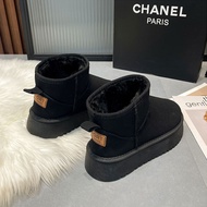 LAL Tube ความสูง9.5ซม. 【 UGG รองเท้าบูทหิมะเดียวกัน】ผู้หญิงพื้นหนาขนเสื้อนอกรวมขนแกะหนา Sepatu BOOT 