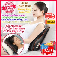 Gối massage cổ vai gáy chính hãng hồng ngoại nhật bản 20 bi mát xa 16D chân thực