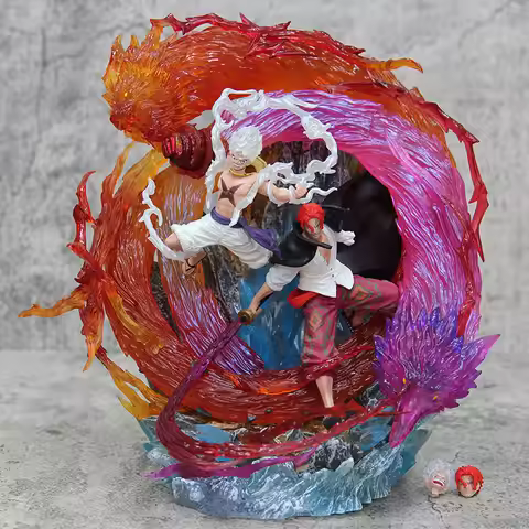 One Piece Figurine, Manqi Red And White Red Hair, Nika Luffy, Shanks Statue, Scene Model, Ornament, 