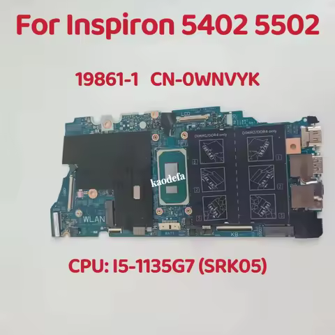 19861-1 Mainboard For Dell Inspiron 5402 5502 Laptop Motherboard CPU: I3-1115G4 I5-1135G7 I7-1165G7 