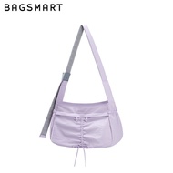 BAGSMART กระเป๋าสะพายข้างผู้หญิง ทรงแมสเซนเจอร์ พร้อมเชือกผูกโบว์