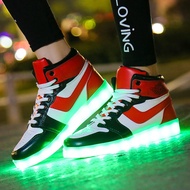 Ready Stock New Glowing Sneakers for Boys Girls LED Ghost Dance Luminous Shoes size 31-44 USB Chargi