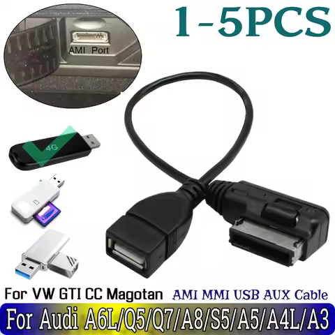 1-5PCS Music Media Adapter for Audi A6L/Q5/Q7/A8/S5/A5/A4L/A3 Music MDI MMI AMI To USB Female Interf