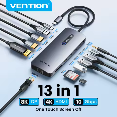 Vention 13 in 1 USB C Docking Station 8K DP Triple Display Dual 4K HDMI USB 3.2 HUB One Touch Screen