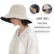 Women Bucket Hat Two Side Beach Hat UV Protection Sun Hat Cotton