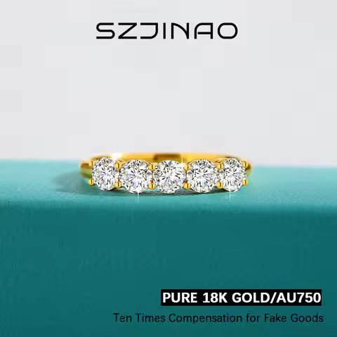 18K Gold 1.5CT D Color Moissanite Ring Au750 Diamond Ring for Women Wedding Anniversary Engagement G