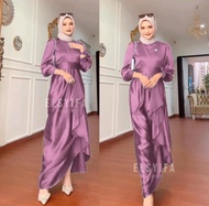 Jusi Dress Satin Silk Premium Dress yang lagi viral Gamis polosan Gamis Wanita Dewasa Kekinian Gamis