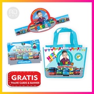 BONUS BANNER PAKET ULTAH MURAH ISI 30 (TAS MODEL LANDSCAPE) Tas Topi ultah Undangan Anak Custom Topi