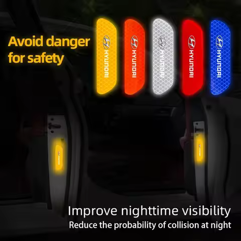 4Pcs Car Accessories Door Sticker Safety Warning Reflective Sticker For Hyundai Genesis N-LINE I10I2