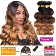T1B/4/30 Blonde Body Wave Ombre Human Hair Bundles Gradient Color Hair Curtain