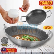 MyPetHouse [ RM109 COMBO ] 45CM Honeycomb Cooking Wok + 30CM Frying Pan + Garlic Cutter