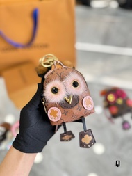 【 Gift Box 】 Lv Mini Backpack Pendant Owl Sable Leather Bag Keychain Pendant Zero Wallet