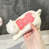 Soap holder, Plastic drainage soap tray, cute cat shaped soap tray