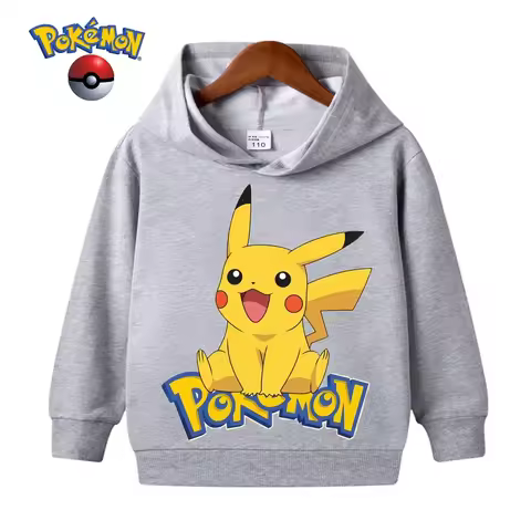 Pokemon Children Costume Spring Hoodie Kids Clothes Funny Pikachu for Teen Girls 4-14Y Boys Sweatshi