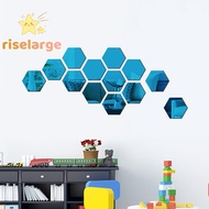 [RiseLargeS] 12Pcs Hexagonal Frame Stereoscopic Mirror Wall Sticker Decoration new