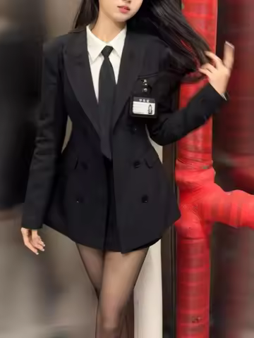 Korean Style Elegant Women 3 Piece Set Slim Blazer Coat + Design Blouse + Mini Skirt Y2k Harajuku Re