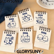 GLORYSUNY Coil Calendar, Portable Cartoon 2026 Desk Calendar,  Mini Calendar Plan Book Desktop Ornam