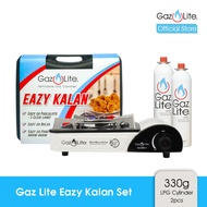 White ‘Eazy Kalan’ Portable LPG Stove + 2 Gaz Lite 330g LPG Cylinders