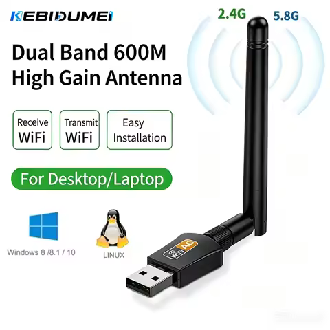 Kebidumei AC600 USB Wifi Adapter Dual Band 2.4G 5G 600Mbps Network Card WiFi Receiver 802.11b/n/g/ac