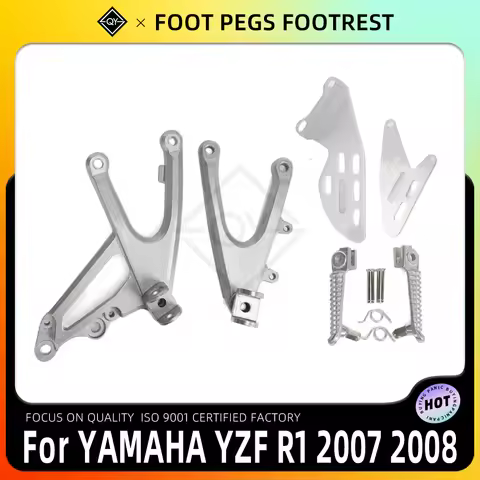 LQYL Motorcycle Front Footrest Foot Pegs Bracket Set For Yamaha YZF R1 2007 2008 YZF-R1 2007-2008 YZ