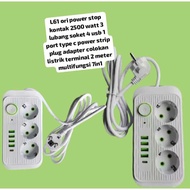 L61 ORIGINAL POWER 2500W 3-HOLE SOCKET 4 USB 1 PORT TYPE C POWER STRIP PLUG ADAPTER PLUG