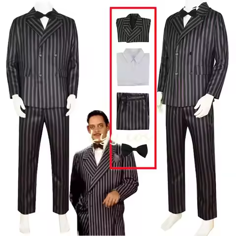 2025 Halloween Cosplay Addams Gomez Cosplay Anime Costume Men Outfits Suit Pants Shirt Halloween Car
