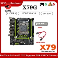 X79G Motherboard+SATA Cable+Bezel LGA2011 4XDDR3 RECC Slot M.2 NVME PCI-E X16 6XUSB2.0 SATA3.0 Serve
