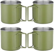 4 Pcs Camping Mugs Set of 4, 8.5 oz Stainless Steel Cups, Portable Outdoor Camping Cups, Backpacking