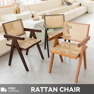 Rattan Chair Foldable Dining Chair Solid Wood Study Chairs Balcony Handmade Portable Chair