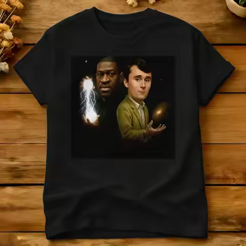 George Floyd And Charlie Kirk Wizard T Shirt Men Saint George Y2K Fun T Shirts Summer O Neck Harajuk