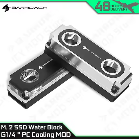 Barrowch M2 SSD Water Block 2280/22110/PCIE/SATA Heatsink G1/4" for PC Gaming Liquid Cooling Buildin