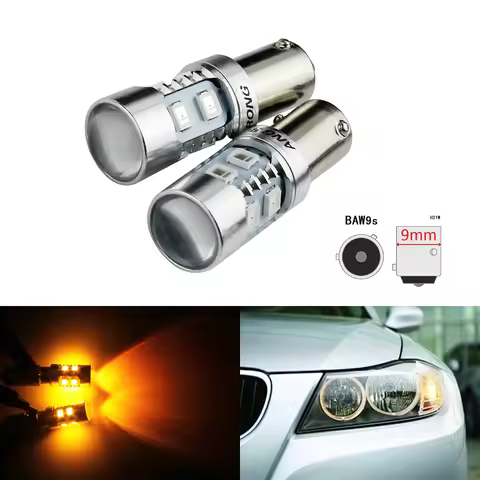 ANGRONG 2x Amber HY21W BAW9s LED Car Light 10SMD 2835 LED Indicator Parking Light Bulb For Citroen C