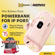 REMAX Powerbank Mini Capsule Compatible With IP Type C Output 5000mAh Quick Charge 2A Pink MDRPP633