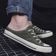 Summer Half Slippers Men Canvas Shoes Couple Korean Version All-Match Lazy Shoes Trendy Shoes Influe