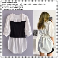 Sale Ab564952 Casual Mini Dress Hitam Putih Polos Pita Wanita Korea