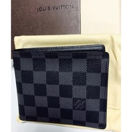 天使熊小舖～法國LV MONOGRAM全新皮夾 短夾黑色限定DAMIER 60015