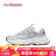 卡帕（Kappa）官方白色老爹鞋子男鞋厚底增高情侣运动鞋 经典白/鲨鱼灰 41