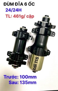 Đùm xe đạp đùm đĩa 6 ốc 24/24lỗ căm thẳng màu đen cối 11s nổ trớn ngon